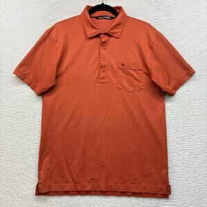 TravisMathew Polo Shirt Mens Medium Orange Pima Cotton Chest Pocket Golf Casual